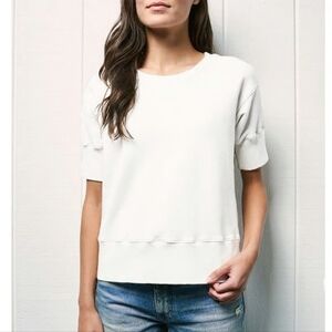Vince Classic White Short Sleeve Sweater Top Oversized Small